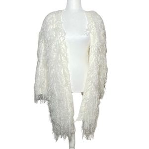 Fashion Nova Luxe Love Fuzzy Duster Ivory Sz Medium
